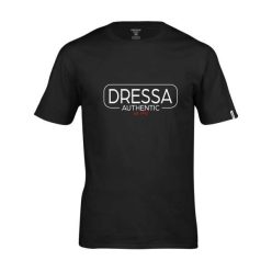   Dressa Authentic feliratos környakú rövid ujjú pamut póló - fekete