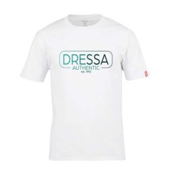  Dressa Authentic feliratos környakú rövid ujjú pamut póló - fehér