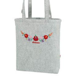   Dressa Bag matyó mintás hímzett filc női shopper táska - szürke