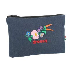   Dressa Denim kalocsai mintás hímzett női farmer neszeszer - kék